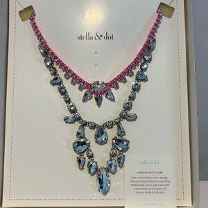 Stella & Dot NIB Statement Necklace Rhinestone - The Neon Dream